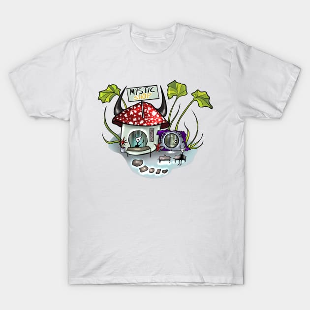 Mushroom House- Mystic Shop T-Shirt by mizaarte